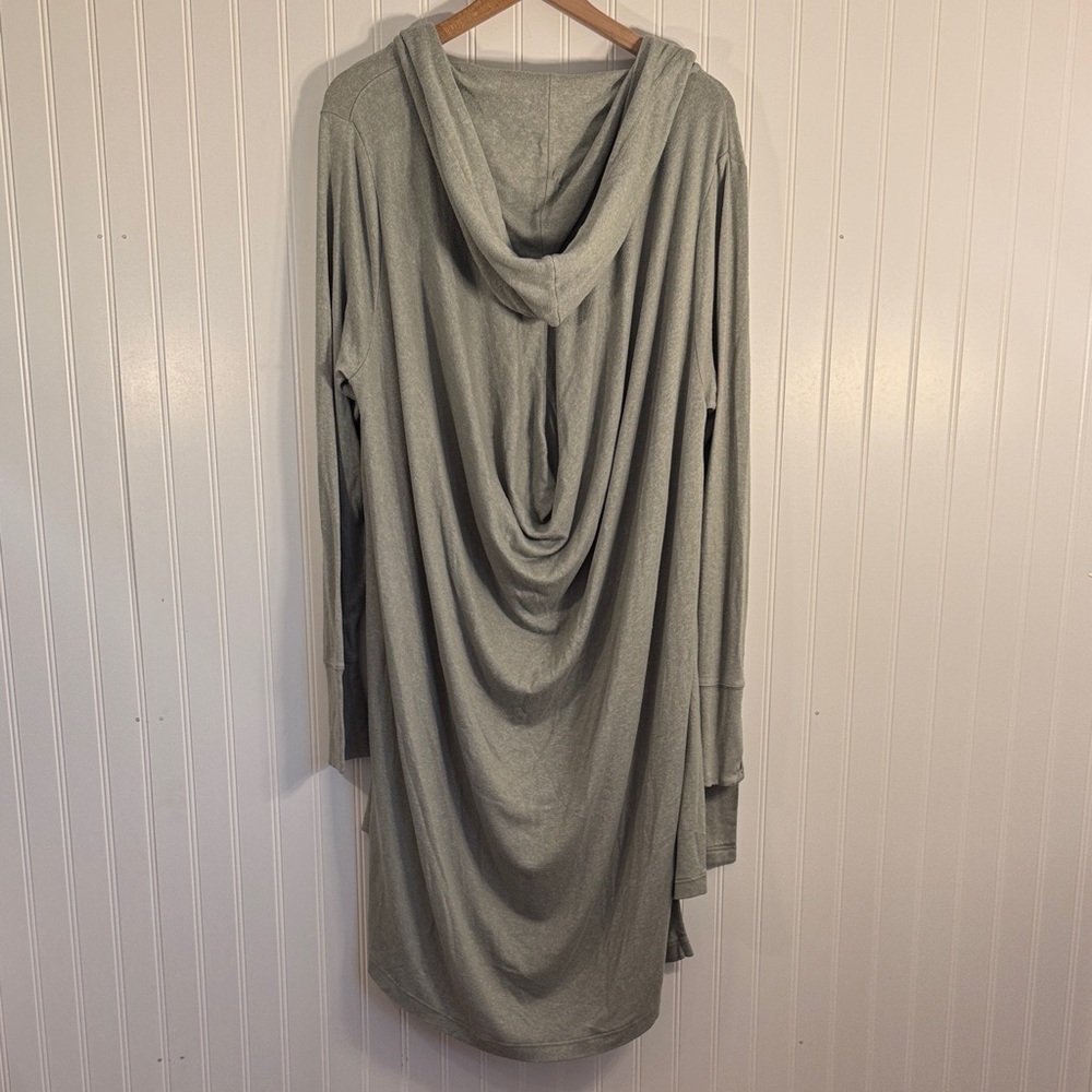 Athleta Light Green Hooded Long Sleeve Midi Cardigan Side Slit Thumb Hole Large - Picture 7 of 11